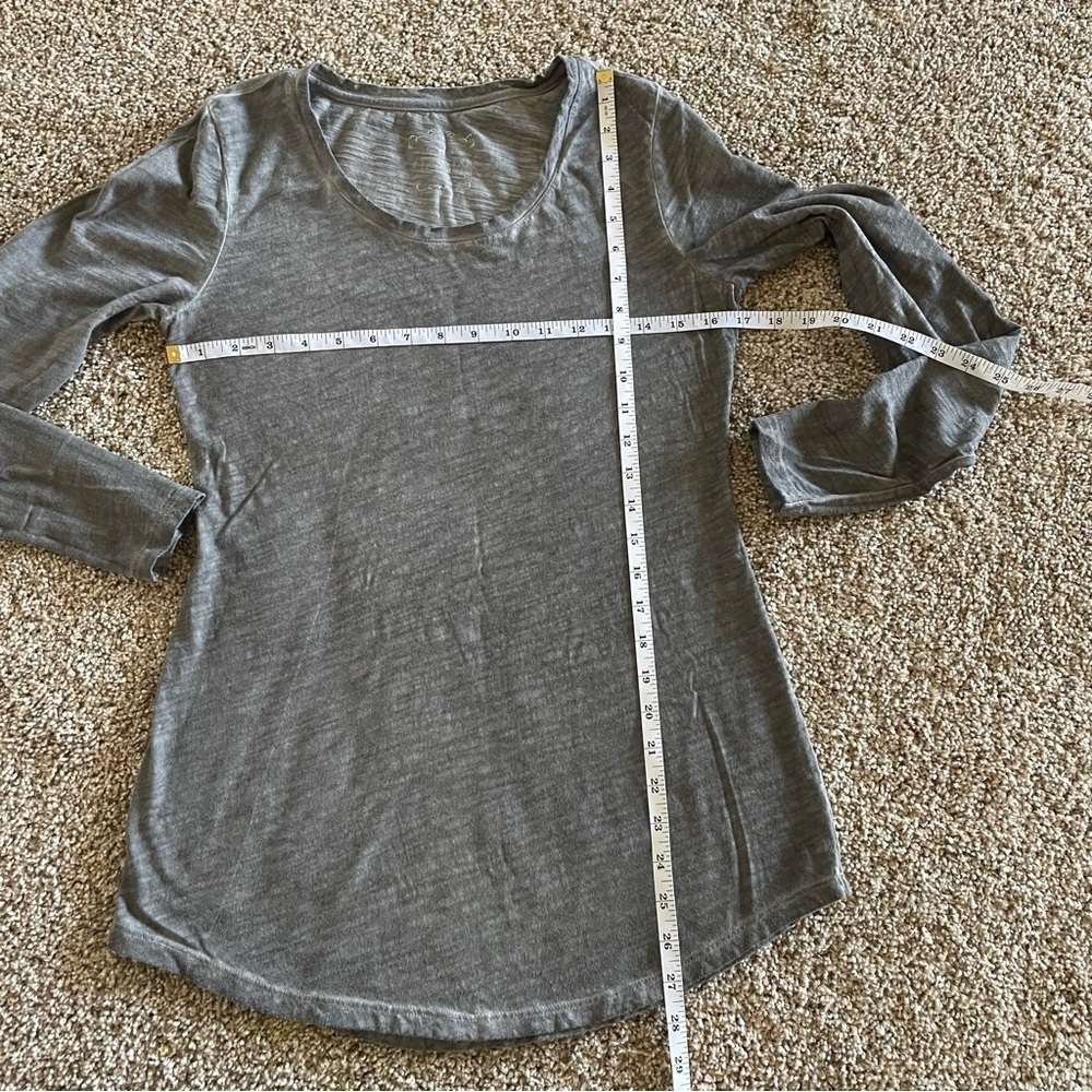 Peruvian Connection Long Sleeve Tee Shirt Women’s S Gray Stone Wash Scoop Casual - Picture 6 of 8